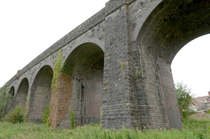 Charlton Viaduct, Shepton Mallet, viewed from the adjacent footpath.